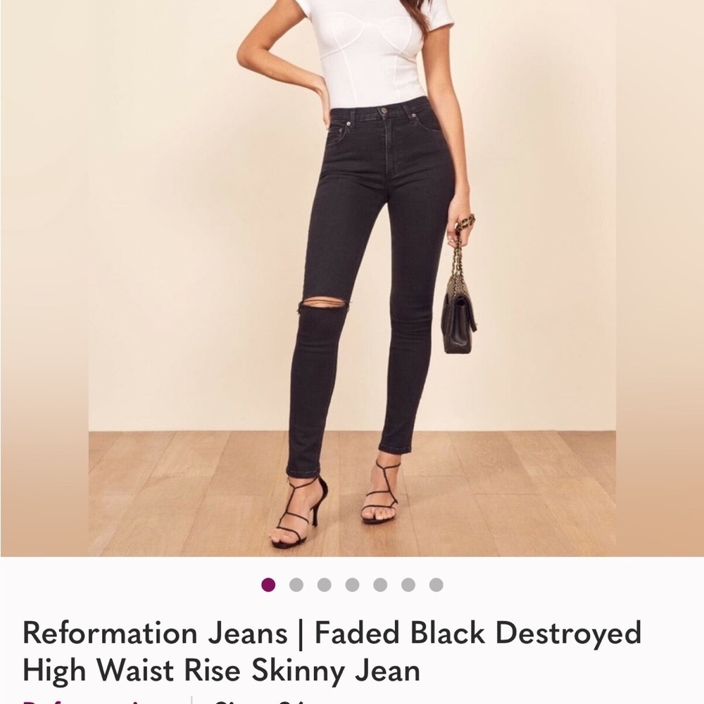 Reformation Black Distressed Skinny Jeans